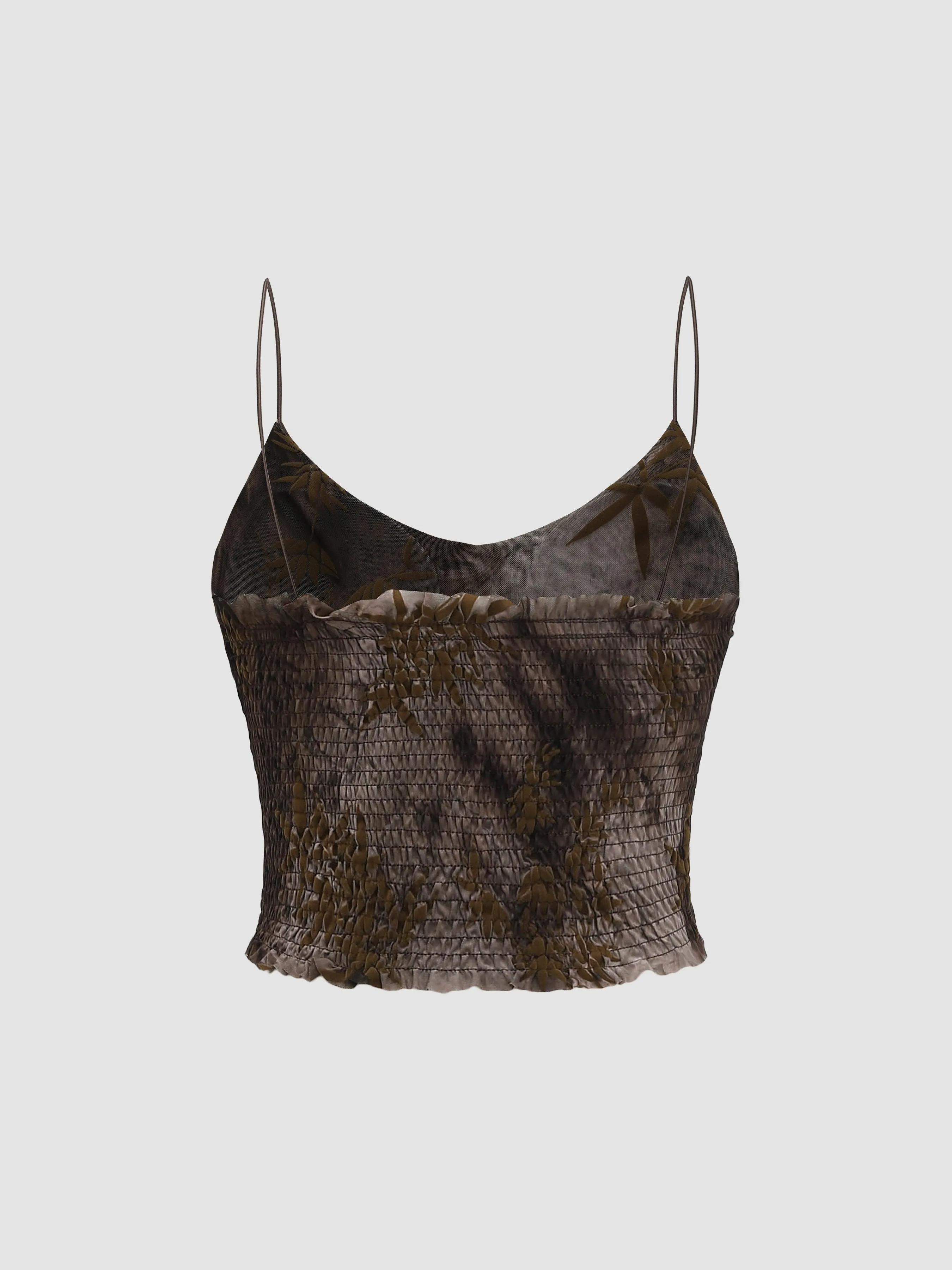 Botanical Print Mesh Cami Top