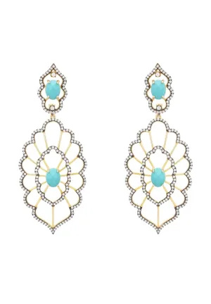 Countessa Earrings White Turquoise Gold