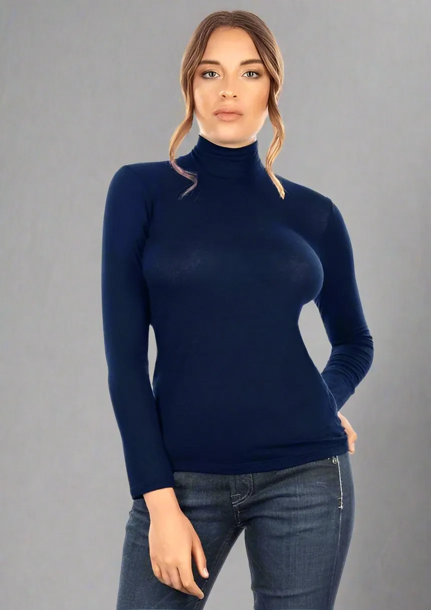 Luxurious Italian Modal Cashmere Blend Mock Neck Top