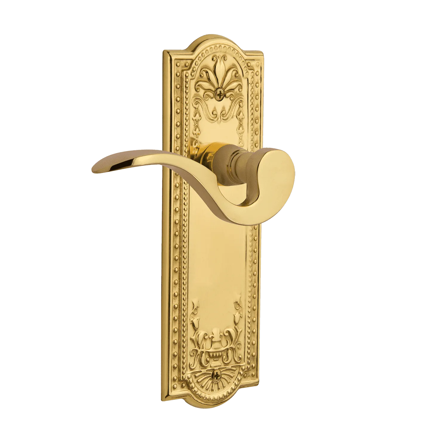 Meadows Long Plate with Manor Lever in Unlacquered Brass